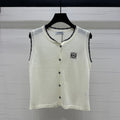 LOEWE 25S ROUND NECK KNITTED VEST WHITE 264069