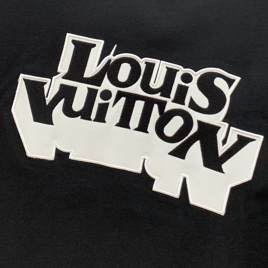 LOUIS VUITTON LV T-SHIRT EMBROIDERED LOGO IN BLACK COTTON 238879