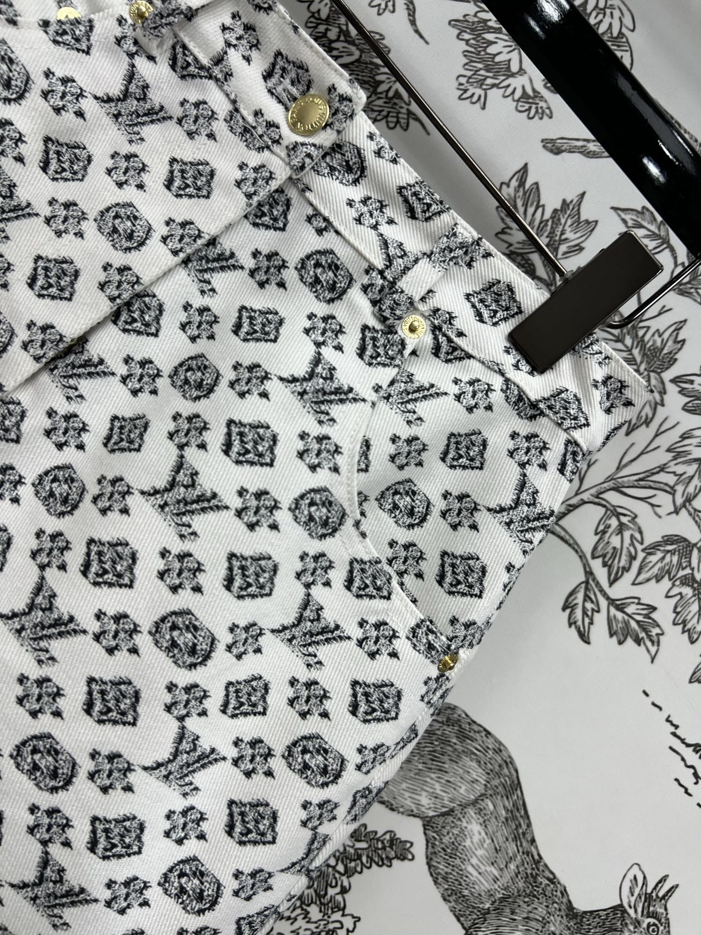 LOUIS VUITTON LV JACQUARD PATTERN DENIM SKIRT 274631