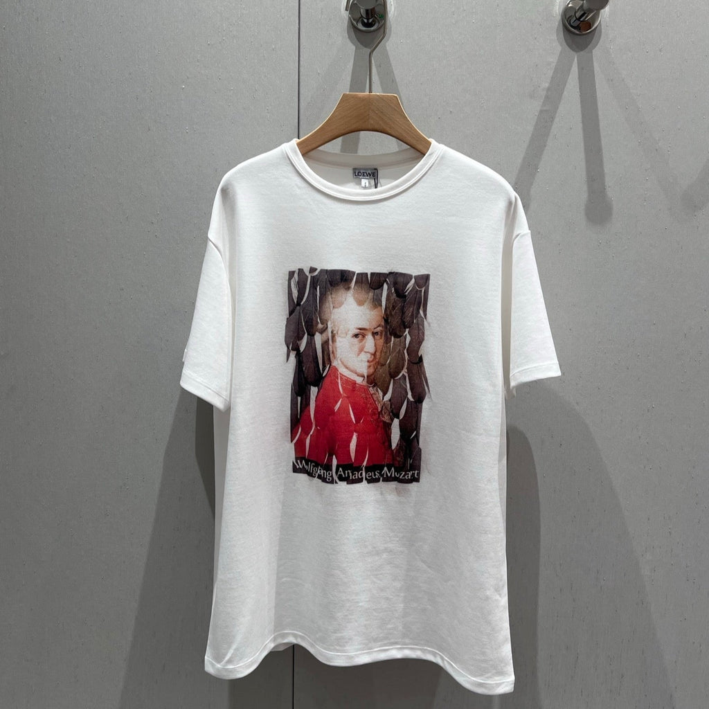 Loewe 25 Printed Round Neck Short Sleeve T-shirt White Cotton 215607