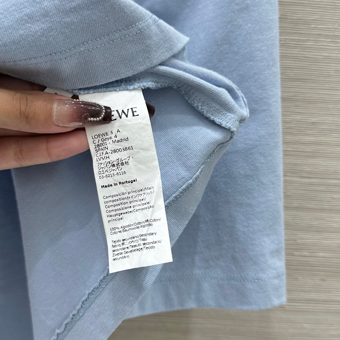 Loewe 25 Cropped Anagram T-Shirt Blue Cotton
